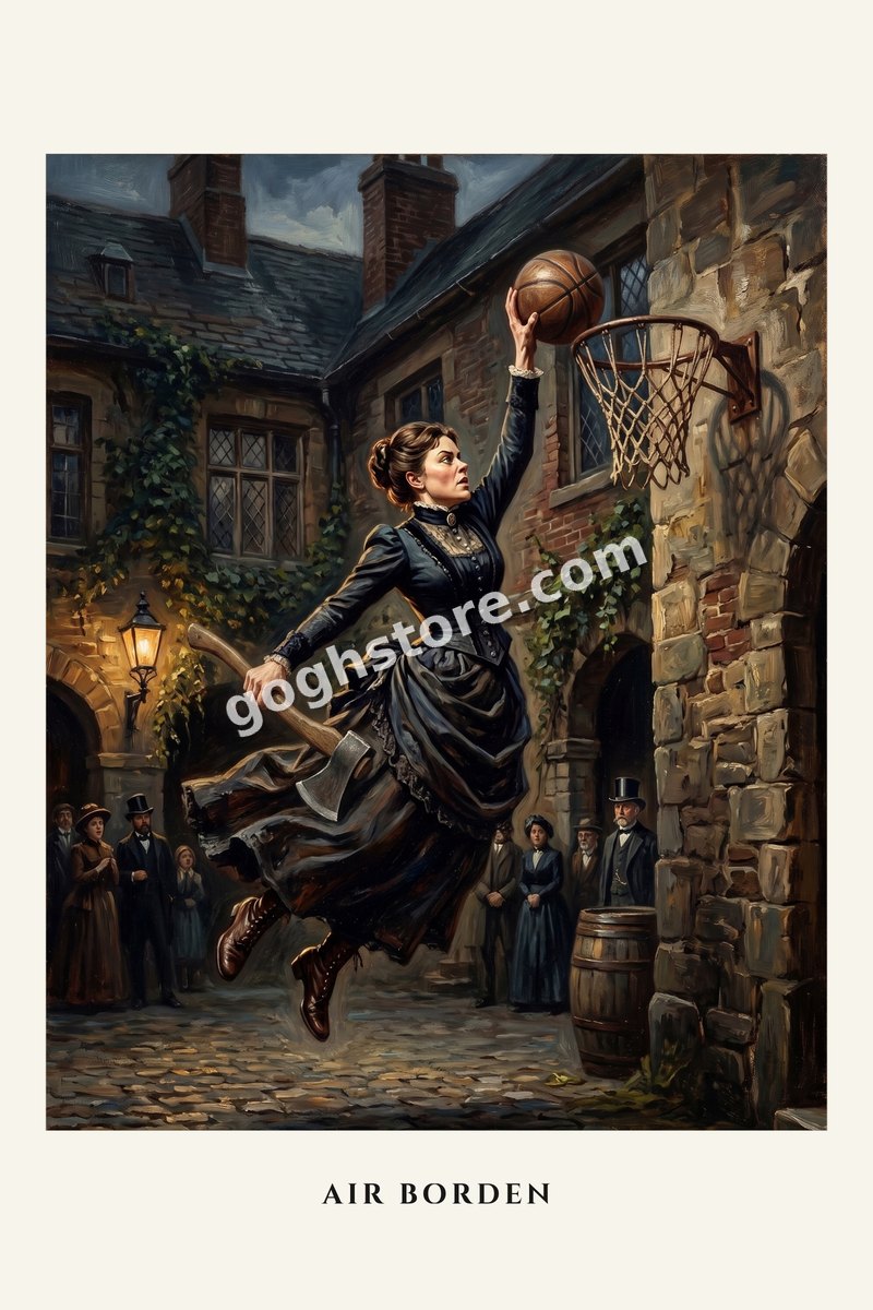 Air Borden — A lady of society rises for the dunk. Nobody in this century is prepared for it.