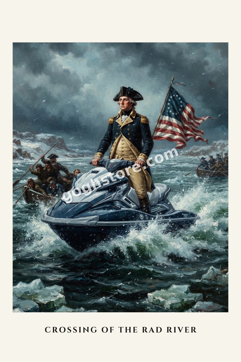 Crossing of the Rad River — Washington crosses the Delaware at forty knots. Morale has never been higher.