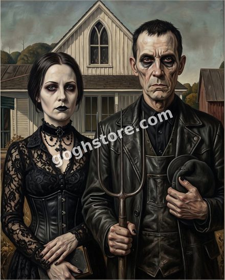AMERICAN GOTHS — The farm couple, now with eyeliner. The pitchfork stays.