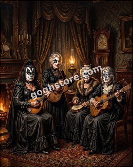 GIVE GRANDMA A KISS — The family band. Grandma does the makeup.