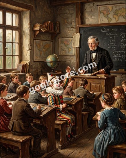 IT'S A BOY. IN A CLASSROOM. — The lesson continues. Nobody mentions it.