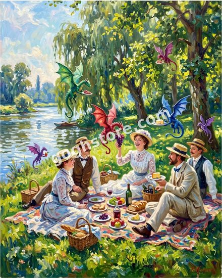 MIRTH BEFORE THE MASSACRE — A perfect afternoon by the river. Note the sky.