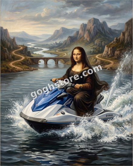 MONA LISA ON JET SKI — The smile finally makes sense.