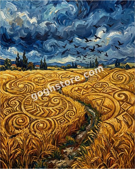 WHEATFIELDS WITH CROP CIRCLES — Vincent painted what he saw. Nobody asked who made it.
