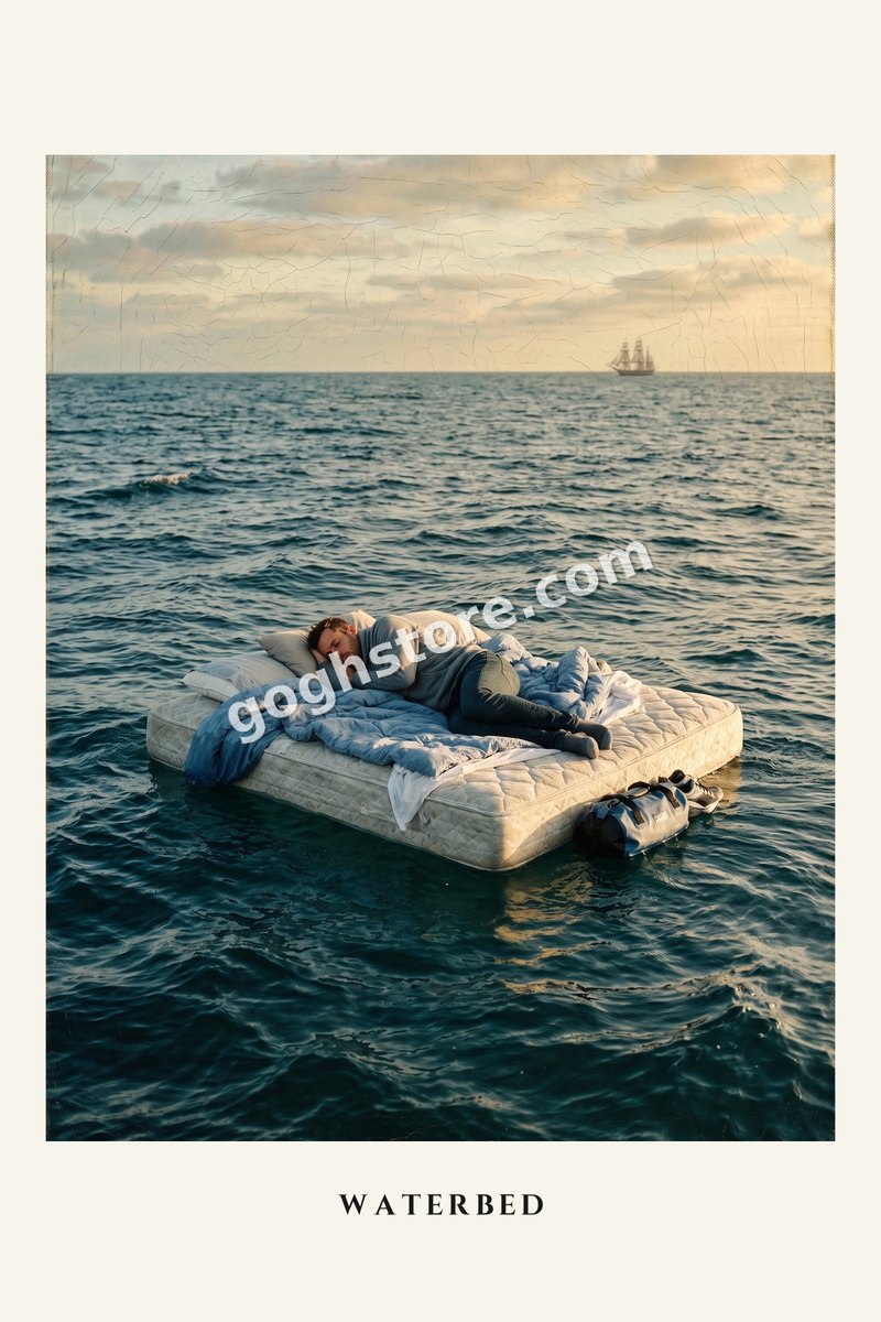 Waterbed — Technically a waterbed. Technically still asleep.