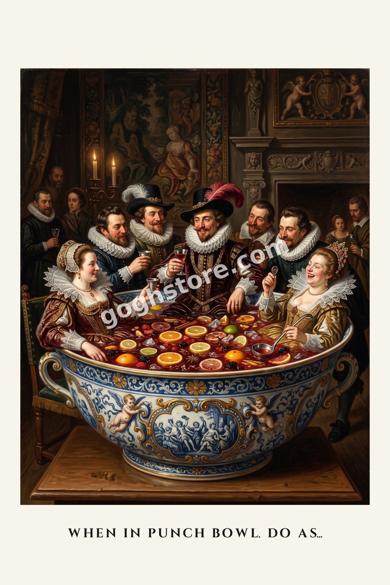 When in Punch Bowl, Do As... — The punch was excellent. Several guests remain in it.